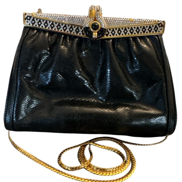 Vintage Black and Gold Clutch Bag - Picture 5 of 14